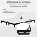 Set 2 Lettini Prendisole in Acciaio Nero con Cuscino Crema 