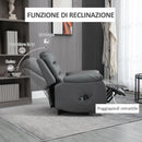 Poltrona Alzapersona Elettrica 91x86x101 cm in Similpelle Grigio