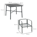 Set Tavolo e 4 Sedie da Giardino in Acciaio con Cuscini Grigio