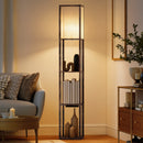 Lampada da Terra 26x26x160 cm Struttura con Ripiani Luce Regolabile Interruttore a Pedale e Porte USB in MDF Marrone      