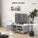 Mobile TV 42"" Max con 2 Ripiani Aperti e Anta e Ruote 80x45x39.5 cm in Truciolato Bianco