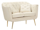 Divanetto Budapest Crema con Cuscini 130x83x91 cm in Compensato e Spugna e Ferro e Poliestere Crema      