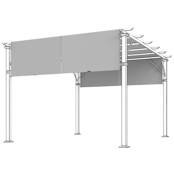sconto Copertura per Pergola 300x300 cm 2 Teli 488x122 cm in Poliestere UV30+ Grigio Chiaro