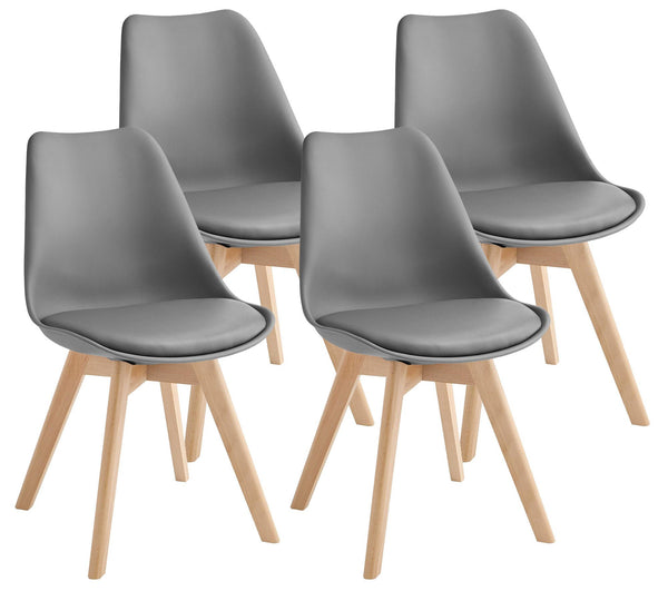 prezzo Set 4 Sedie 52x48,5x82 cm in Similpelle e Legno di Faggio Tommy Grigie