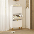 Scarpiera Slim per 18 Paia di Scarpe 60x24x128 cm con 3 Cassetti a Ribalta in MDF Bianco  