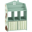 Scaffale Portagiochi per Bambini 62,5x30x91,5 cm con 2 Contenitori Rimovibili in Tessuto e Ripiani in Legno FSC Verde      
