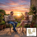 Set 2 Cuscini per Sedie da Esterno 120x50x8 cm con Lacci di Fissaggio in Poliestere e Cotone Beige      