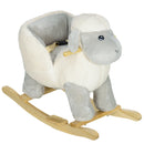 Cavallo a Dondolo per Bambini in Legno e Peluche Pecorella Grigio  