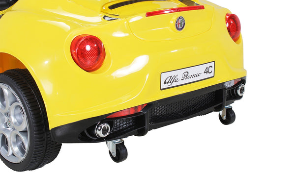 acquista Macchina Elettrica per Bambini 12V con Licenza Alfa Romeo 4C Gialla
