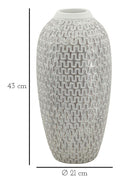 Vaso Resina Wave Ø21x43 cm in Resina Argento e Bianco      