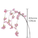 Set 2 Ramo di Pesco Pendente Artificiale Altezza 120 cm Rosa
