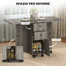 Tavolo Salvaspazio a Ribalta 120x60x76,5 cm con Armadietto e Cassetti Rivestimento in Melamina Grigio  