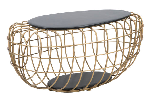 Tavolo da Caffé Oro Spider 119x75x55 cm in Ferro e MDF e PU Nero e Oro acquista