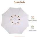 Ombrellone da Giardino con Doppio Tettuccio Ø325x250 cm in Legno di Bambù e Poliestere Crema