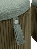 Puff con Contenitore Bolzano Verde Set 2 Pz Ø38x38 cm - Ø32x28 cm in MDF e Spugna e Poliestere Verde      