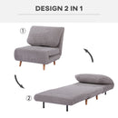 Poltrona Letto Reclinabile 2 in 1 con Seduta Extra-Large 82x89x 83 cm in Tessuto Effetto Velluto Grigio   