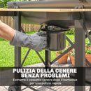Barbecue a Carbone 109x71x98 cm con Griglia Mobile Ripiani Pieghevoli e Termometro in Acciaio e Legno Nero      