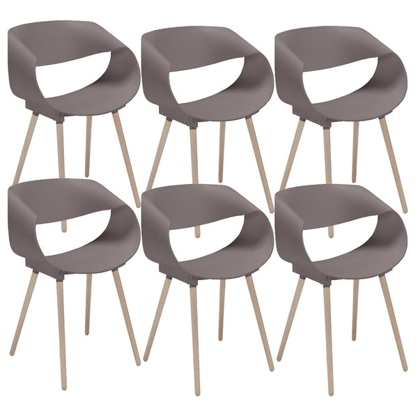 acquista Set 6 Sedie 62x54x74 cm in Polipropilene Diletta Tortora