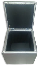 Cubo Pouf Contenitore in Similpelle e Cristalli Renier Argento