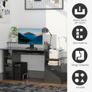 Scrivania Porta PC Moderna Tavolo da Ufficio con Ripiani Tastiera Scorrevole 152x60x88 cm Nero 
