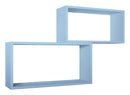 Set 2 Mensole Cubo da Parete Rettangolare in Fibra di Legno Bislungo Blu Baltico