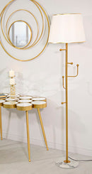 Lampada da Terra Appendiabiti Ø41x173 cm in Ferro e Tessuto Oro e Bianco      