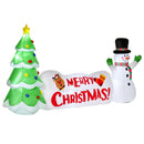 Albero di Natale Gonfiabile 163 cm con Pupazzo di Neve Scritta e Luci LED