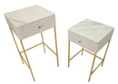 Tavolinetti Alti Wedding Quadrati Set 2 Pz Ø45x90 cm - Ø40x70 cm in Pino e MDF e Metallo      