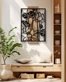 Pannello da Muro Lotus Ferro e Wood 60x2x90 cm in Ferro e MDF Nero e Marrone      