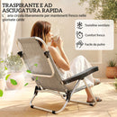 Set 2 Sedie a Sdraio Pieghevoli 62x61x80 cm Reclinabili su 4 Posizioni con Poggiatesta in Alluminio Grigio      