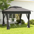 Set 4 Pesi per Gazebo 20x10x43 cm Riempibili con Sabbia fino a 12 kg in Tessuto Oxford 168D Nero e Grigio      