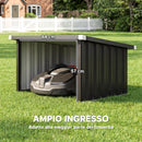 Garage Aperto 108x86x62.5 cm per Attrezzi e Tagliaerba con Tetto Inclinato in Acciaio Grigio Scuro      