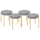 Set 4 Sgabelli Imbottiti Ø41,5x46 cm in Poliestere Vellutato Oro e Grigio