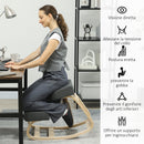 Sedia Ergonomica con Inginocchiatoio 51x69x58 cm in Legno di Betulla e Cuscini Grigio  