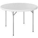 Tavolo da Campeggio Pieghevole Ø120x74 cm in Metallo e HDPE Bianco      