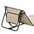 Set 2 Sdraio 142x51x40 cm Pieghevoli con Tasca Resistente Acqua in Tessuto Oxford Beige      