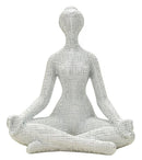 Decorazione Donnina Yoga Silver 20,5x15,5x23 cm in Resina Bianco      