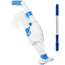 Pulitore Aspiratore per Piscine a Batteria con Palo Telescopico Bianco e Blu