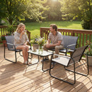 Set 4 Pezzi da Giardino con Divano 2 Posti 2 Sedie e Tavolino Struttura in Metallo Grigio      