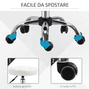 Set 2 Sgabelli Girevoli con Ruote Ø35.5x46-38 cm in Similpelle Bianco