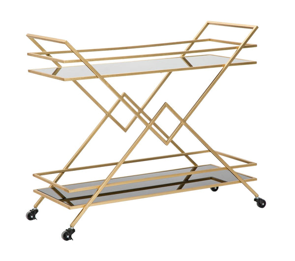 Carrello Glam Piramid 90x40x80 cm in Ferro e Specchio e MDF Oro e Nero sconto