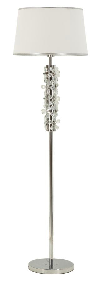 sconto Lampada da Terra Silver Flower Ø45x157 cm in Ferro e Metallo e Tessuto e Vetro Argento e Bianco