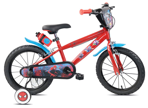 sconto Bicicletta per Bambini 16" Marvel Spiderman Freni Caliper e Stabilizzatori in Acciaio Hi-Ten Rosso