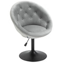 Sgabello Imbottito 66x60x82-94 cm in Poliestere Effetto Velluto Grigio
