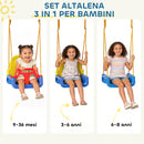 Altalena da Giardino per Bambini Trasformabile 3 in 1 Telaio in Metallo Blu      