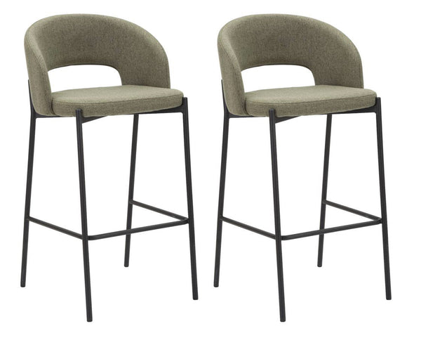 Set 2 Sgabelli Bar Helsinki 50x99x52 cm in Tessuto Verde/Nero acquista