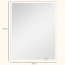 Specchio da Bagno a Parete Rettangolare 70x90 cm con Ganci in Vetro e MDF Bianco      