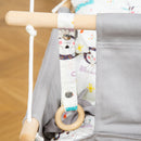 Altalena per Bambini 6-36 Mesi 70x45x160 cm in Legno e Cotone Grigio