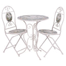 Set Bistrot Tavolo e 2 Sedie da Esterno in Ferro Avorio Jungle Breakfast      