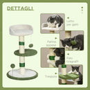 Albero Tiragraffi per Gatti con Lettino Piattaforma e Palo Sisal Verde e Bianco      